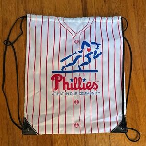 Philadelphia Phillies Drawstring Backpack - White and Red Pinstriped